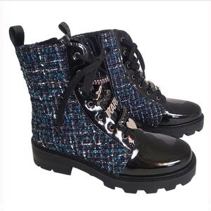 Karl Lagerfeld Mela Tweed Combat Boots